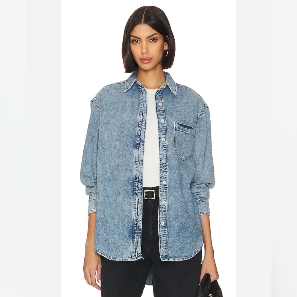 Good American easy denim shirt oversized fit fits like a large
